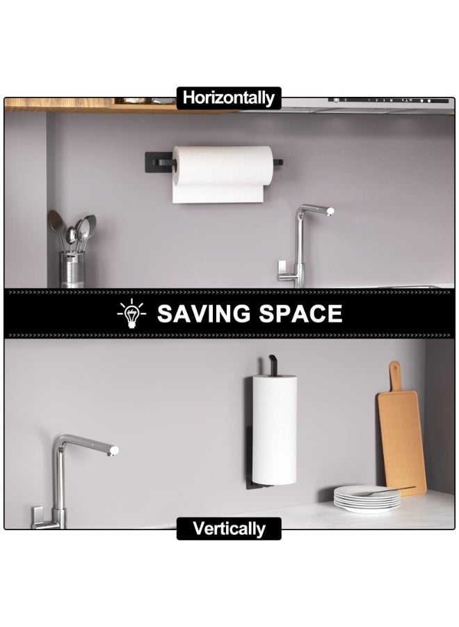 HOMESTAR Toilet Paper Holder, Kitchen Roll Paper Holder , Wall Mounted Towel Rack, Sturdy Towel Rack For Kitchen Bathroom Toilet Organization, Black,14x31x6.5cm - Image 4